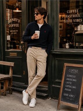 Meters/bonwe Men’s Tan Khaki Chino Pants Straight Leg